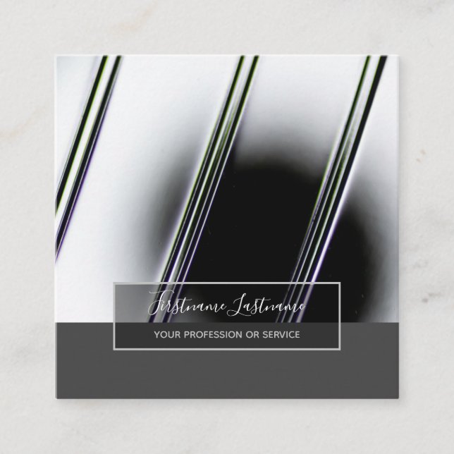 Minimalism abstract chrome surface gray rectangle  square business card (Front)