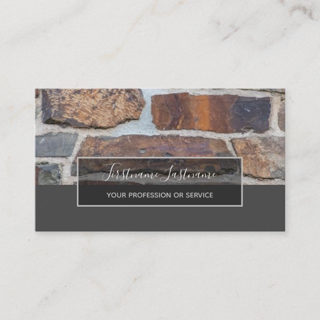 Minimalism ancient castle stonewall gray rectangle business card (Front)