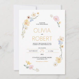 Minimalism and flowers Wedding Invitation