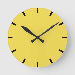 Minimalism Black Home Urban Yellow Lemon Canary Round Clock