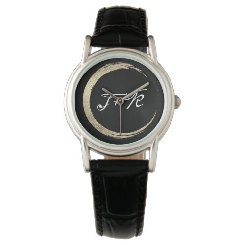 Minimalism Black White Gold Initials Monogram Love Watch