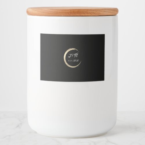 Minimalism Black White Gold Initials  Party Favor Food Label