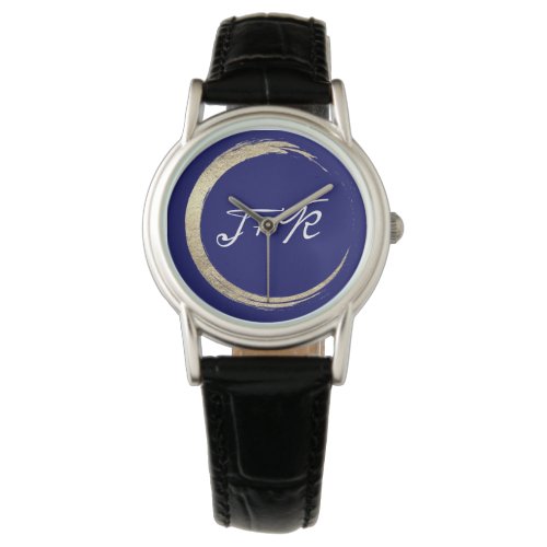 Minimalism Blue White Gold Initials Monogram Love  Watch