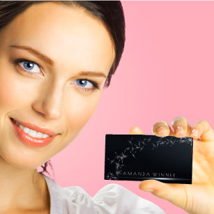 Minimalism Dandelion Confetti Black  Glam Vip Business Card