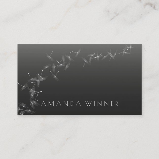 Minimalism Dandelion Confetti Gray Black Glam Vip Business Card (Front)