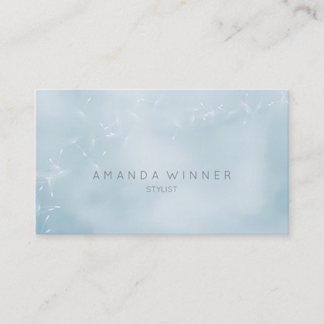 Minimalism Dandelion Confetti Gray Glass Ombre Business Card (Front)