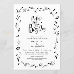 Minimalism Floral Wedding Rehearsal Dinner Invites