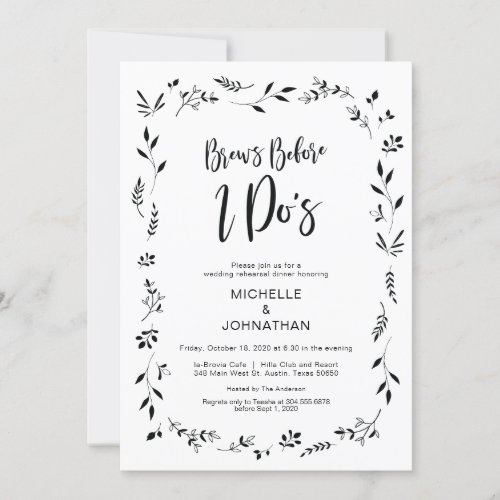 Minimalism Floral Wedding Rehearsal Dinner Invites