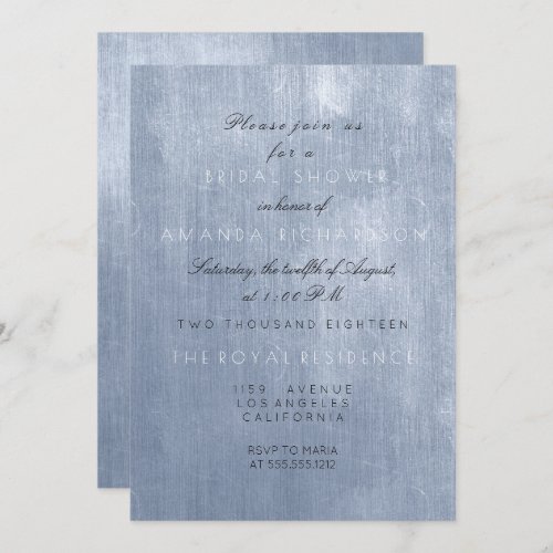 Minimalism Glam Blue Gray Pastel Bridal Shower Invitation
