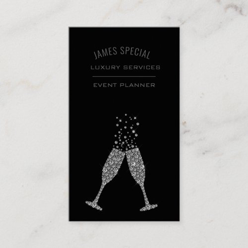 Minimalism Gray Black Grey Event Wedding Planner Business Card