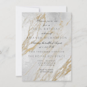 Minimalism Gray Gold White Gray Marble Silver VIP Invitation