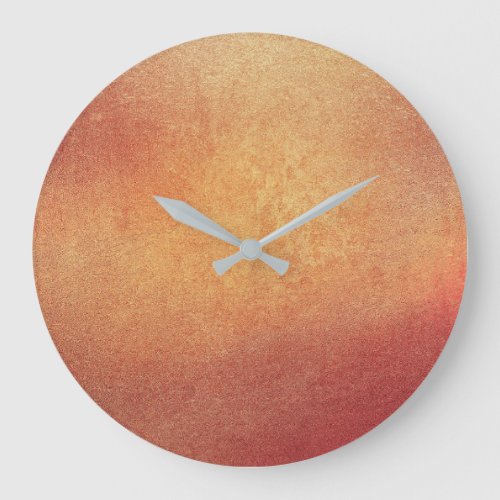Minimalism Grungy Painting Abstract Gold Brown Large Clock