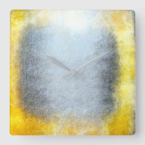 Minimalism Grungy Painting Abstract Gray Yellow Square Wall Clock