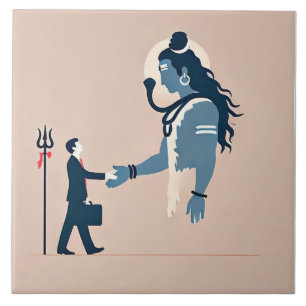 minimalism image of an ordinary person greeting go ceramic tile