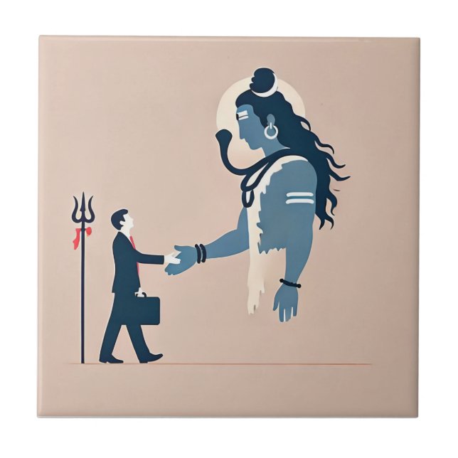 minimalism image of an ordinary person greeting go ceramic tile (Front)