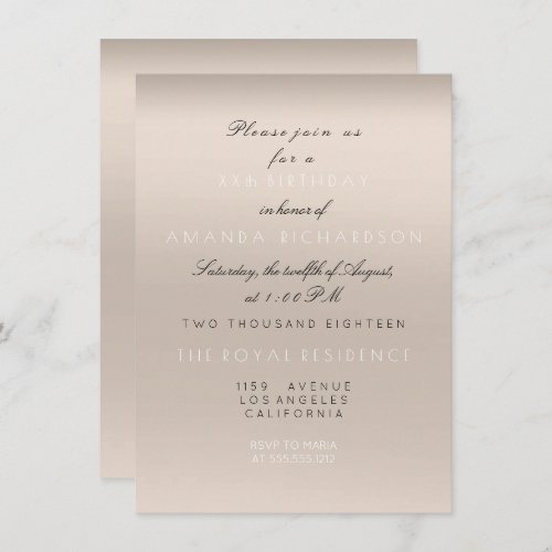 Minimalism Ivory Creamy Beige White Birthday Invitation