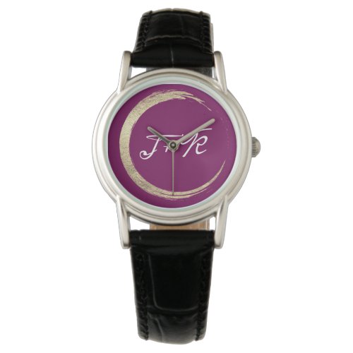 Minimalism Marsala White Gold Initials Monogram  Watch