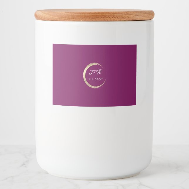 Minimalism Marsala White Gold Initials Party Favor Food Label (Front)