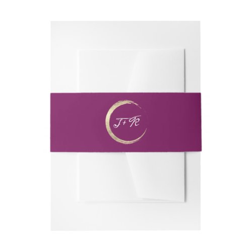 Minimalism Monogram Marsala White Gold Initials Invitation Belly Band