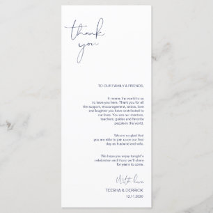 Minimalism Navy Script Place Setting Thank You Program