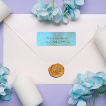 Minimalism Ocean Blue Foil Return Address Labels by luxury_luxury at Zazzle