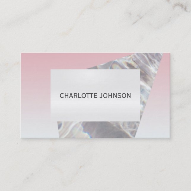 Minimalism Pink Gray Cristal Business Card (Front)