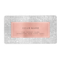 Minimalism Pink Rose Foil Silver Return Address Label Minimalism Pink Rose Foil Silver Return Address Label