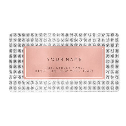 Minimalism Pink Rose Foil Silver Return Address Label