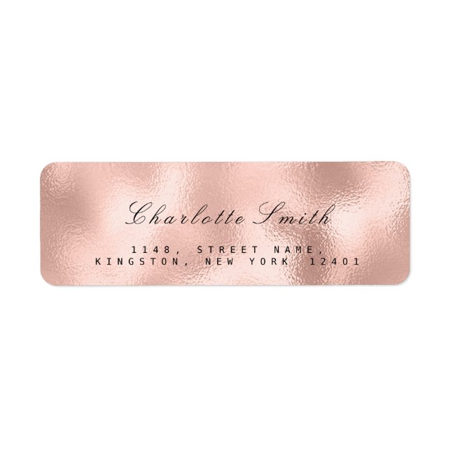 Minimalism Pink Rose Gold Return Address RSVP Label (Front)