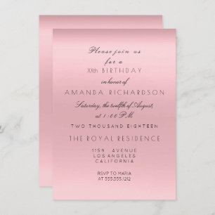 Minimalism Pink Rose Powder Birthday Invitation