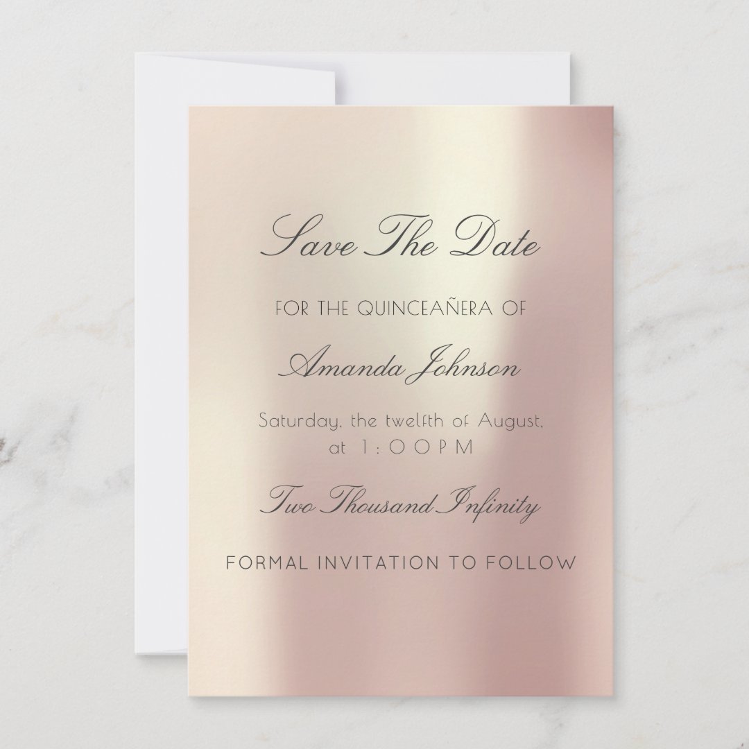 Minimalism Pink Rose QUINCEAÑERA Save The Date Invitation | Zazzle