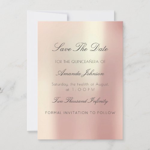 Minimalism Pink Rose QUINCEAERA Save The Date  Invitation