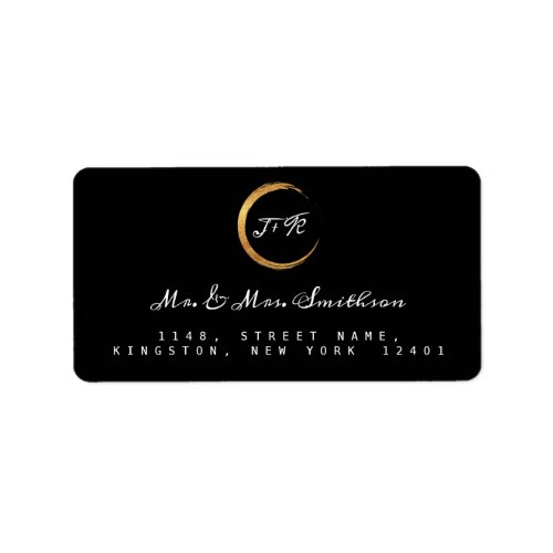 Minimalism RSVP Monogram Black White Golden Ring Label