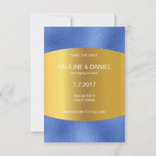 Minimalism Save The Date Cobalt Blue Golden Vip