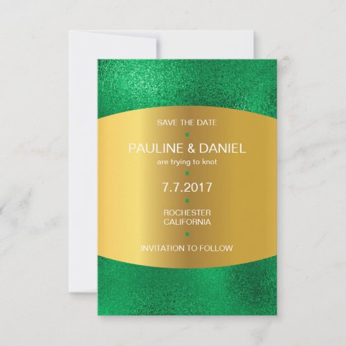 Minimalism Save The Date Emerald Green Golden Vip