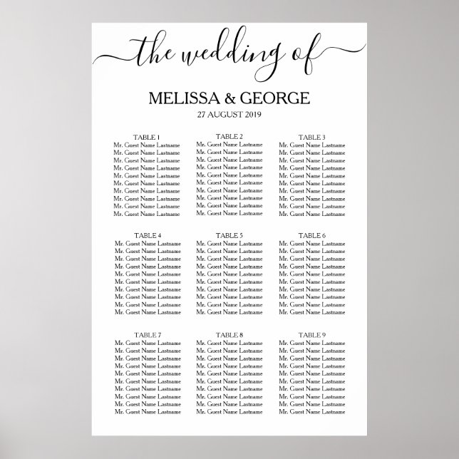 Minimalism Seating Chats the wedding of... Poster (Front)