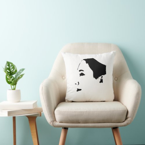 Minimalism Sketch Drawing Woman Lady Girl Face Throw Pillow