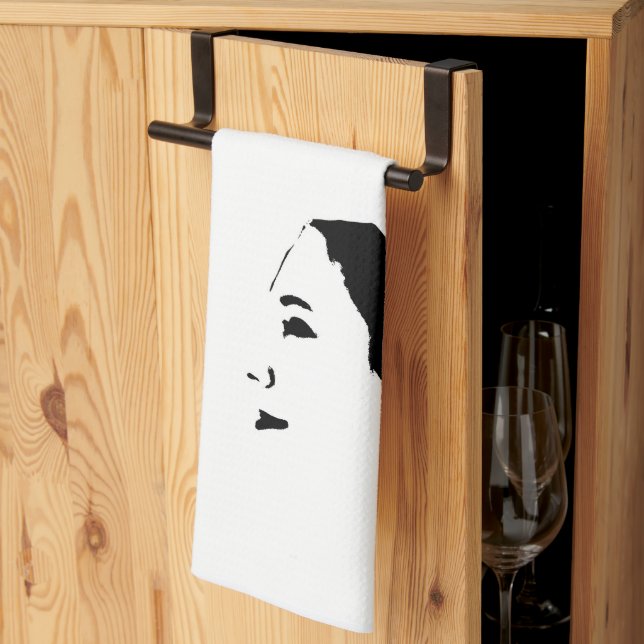Minimalism Sketch Drawing Woman Lady Girl Kitchen Towel (Thirds Fold)