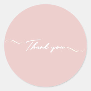 Minimalism Thank You Script White Typography Round Classic Round Sticker