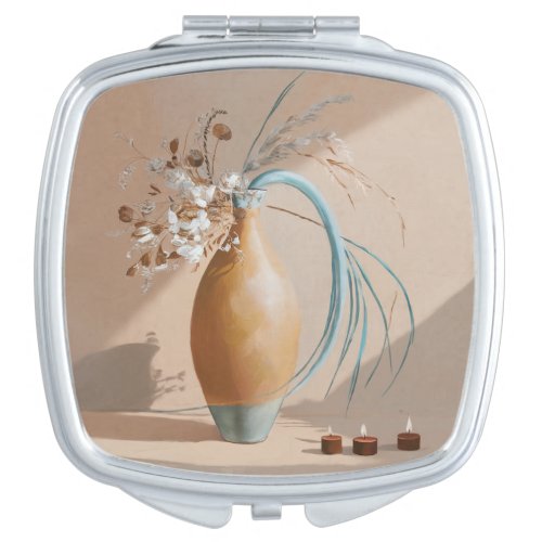 Minimalism Vase And Flowers Compact Mirror