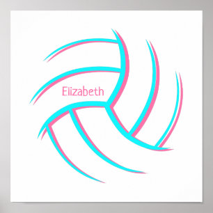 minimalism volleyball girls custom name poster