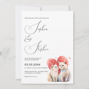 Minimalism with a Cats Wedding Invitation