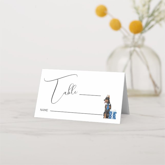 Minimalism with a Dog Illustration Place Card (Front)