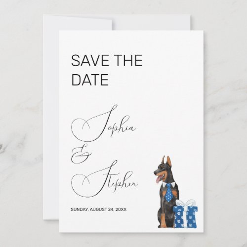 Minimalism with a Dog Illustration Save The Date