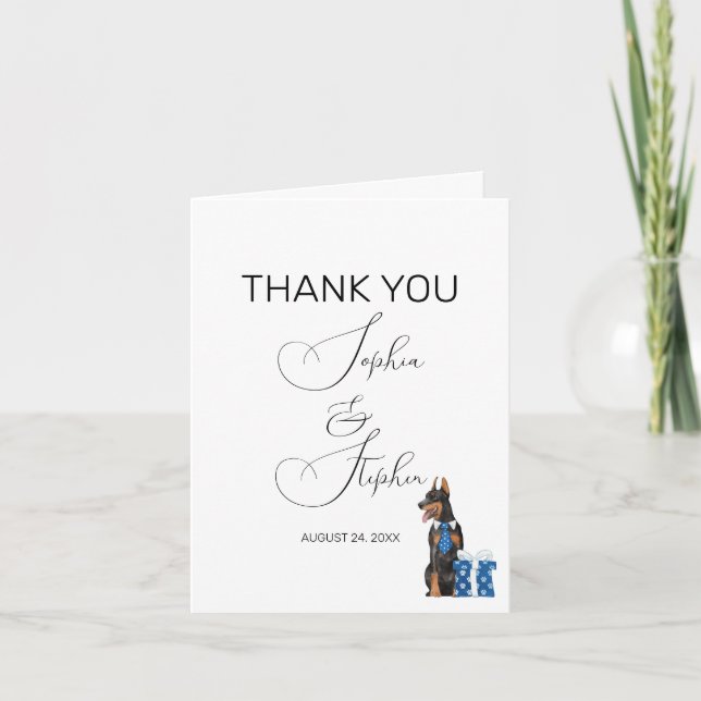 Minimalism with a Dog Illustration Thank You Card (Front)