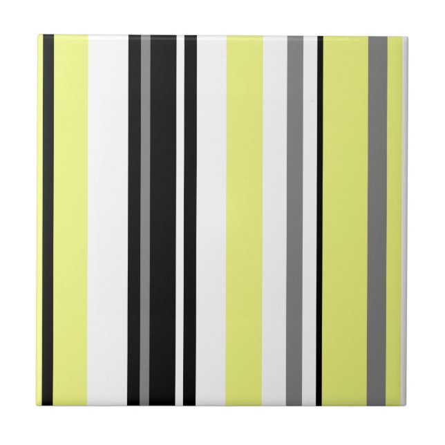 Minimalism Yellow Black Stripes Ceramic Tile (Front)
