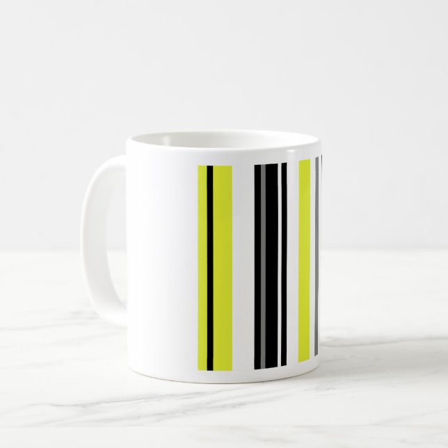 Minimalism Yellow Black Stripes Coffee Mug (Front Left)