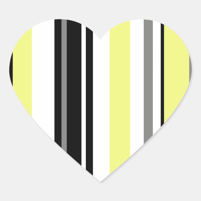 Minimalism Yellow Black Stripes Heart Sticker (Front)
