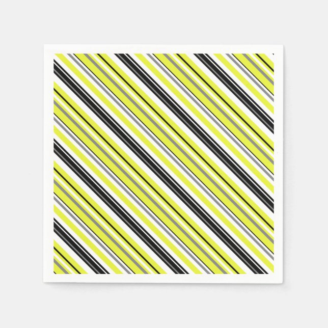 Minimalism Yellow Black Stripes Napkins (Front)