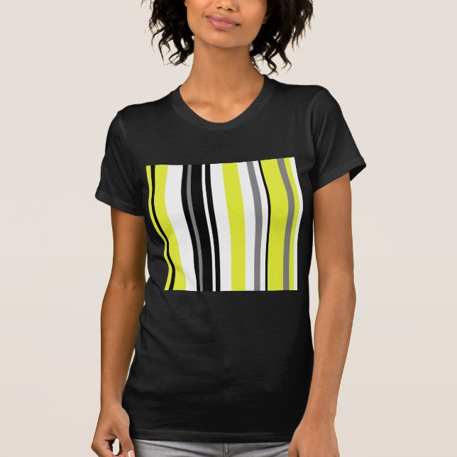 Minimalism Yellow Black Stripes T-Shirt (Front)